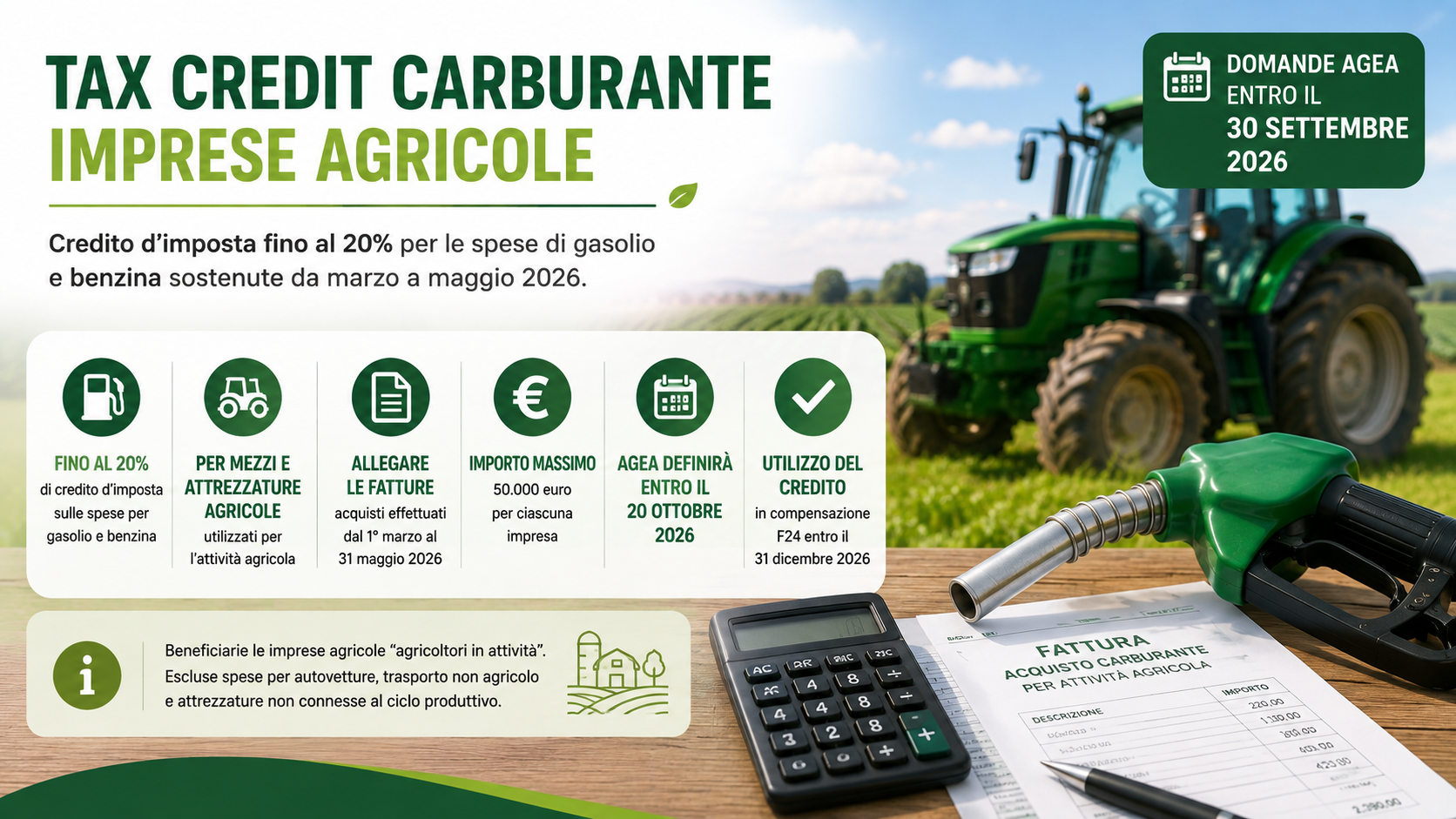 Tax credit carburante per le imprese agricole: domande AGEA entro il 30 settembre