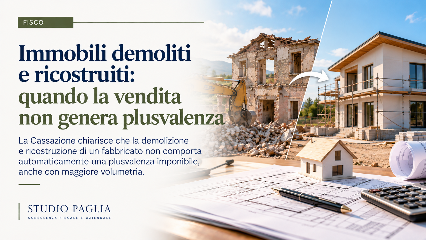 Immobili demoliti e ricostruiti: quando la vendita non genera plusvalenza imponibile.